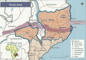 Imagen del Proyecto Estratégico del Corredor de Nacala de PEDEC (Projecto das Estratégias de Desenvolvimento Económico do Corredor de Nacala, el Proyecto para Estrategias de Desarrollo Económico para el Corredor de Nacala), 2014.