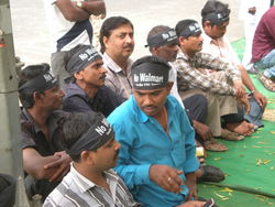 Sit-in protests at India's parliament during its March 2012 budget session.