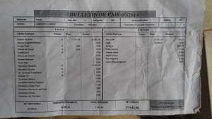 Bulletin de paye d’un ouvrier de la plantation de Lokutu montrant que le mois de septembre 2014 n’a comporté que 12 unités de travail. (Photo : GRAIN)