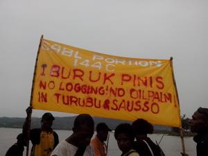 Banner protesting a land deal in East Sepik. (Photo: Eddie Tanago/Act Now PNG)