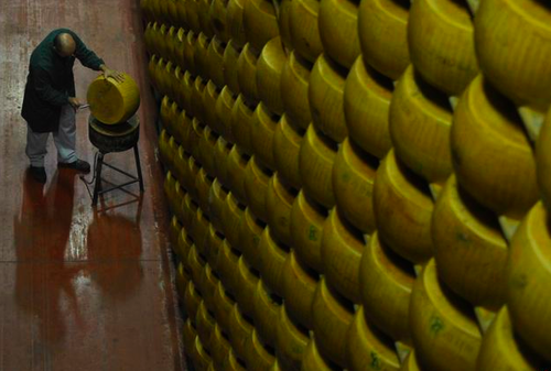 A vault stacked with aging Parmesan cheese in Montecavolo, near Reggio Emilia, Italy, 2009. Under the EU's system of geographic indicators (GI), cheese sold as Parmigiano-Reggiano can be produced only in Parma, Reggio Emilia, Modena, Bologna or Matua. In 2008, however, the EU ruled that the same applied to all cheese produced under the name "Parmesan", a generic term widely used for cheeses produced around the world. The EU issued a similar ruling for Feta, claiming that it could be produced only within Greece, despite the name "Feta" having become generic or customary in many non-EU countries where cheeses sold as "Feta" are also produced. This repatriation of generic terms has become a major part of the EU's international trade negotiations. In the agreement negotiated with South Korea, for instance, the EU insisted on repatriation of a long list of cheese names, including Provolone, Parmesan, Romano, Roquefort, Feta, Asiago, Gorgonzola, Grana and Fontina. US cheese producers have rightly signalled that such a deal threatens their exports of these products to Korea, the US's second-largest cheese export market, and, in June 2011, they got Ron Kirk, the US Trade Representative, to get a written guarantee from Kim Jung-hoon, Korea's trade minister, that Korea will not stop importing certain cheeses from the US because of European GIs under the EU–Korea FTA. Kim declared in writing that Korea considers names such as Brie, Camembert, Cheddar, Mozzarella, Gorgonzola, and Parmesan as generic and not the exclusive property of European cheese makers.4 How will the EU react? It is too early to tell. But with other products, the EU's repatriation efforts have extended even to local translations and variations of generic terms. For instance, the EU is insisting in its free trade negotiations with the Ukraine that Ukrainian winemakers stop labelling the sparkling white wines made in the Ukraine as "shampanskoye", even though this local variant on the name "champagne" has been in common use for decades (Photo: AP).