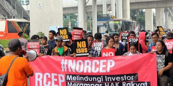 Indonesia Global Justice protests against RCEP